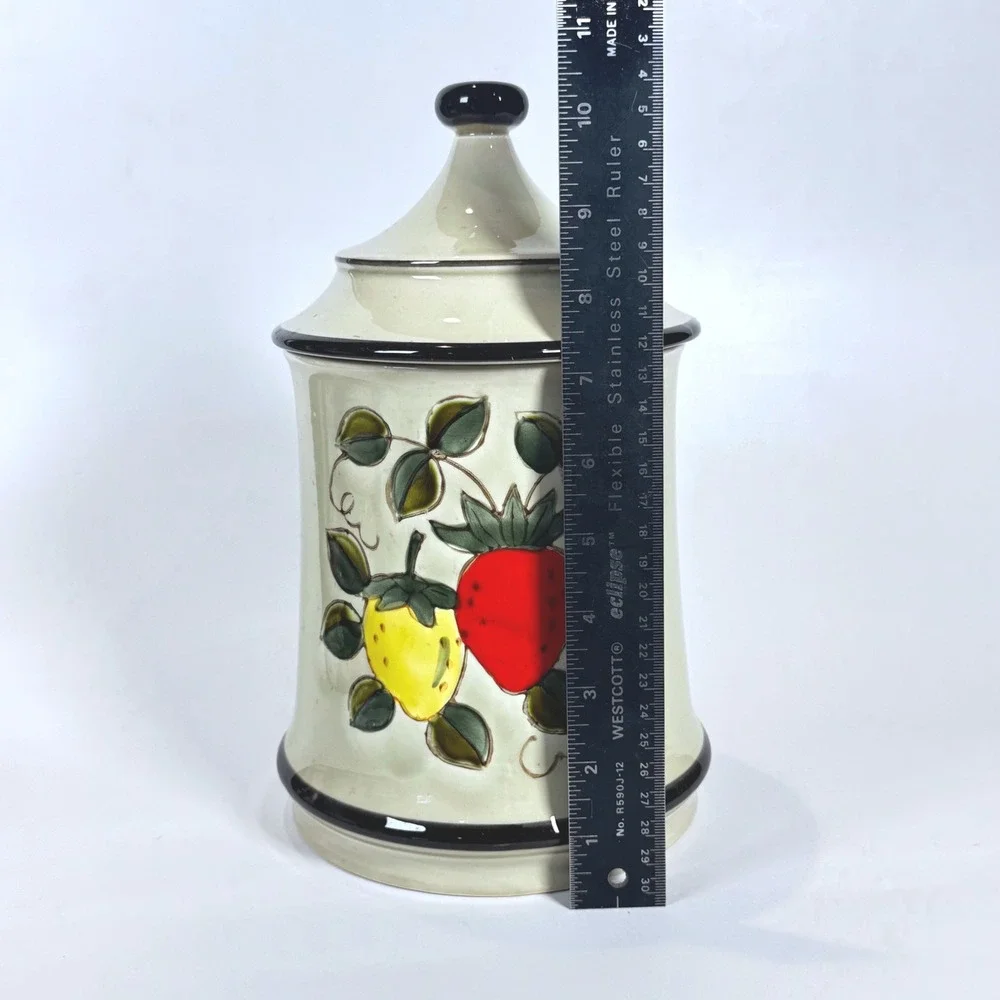 Vintage Strawberry Canister Cookie Jar Large 10